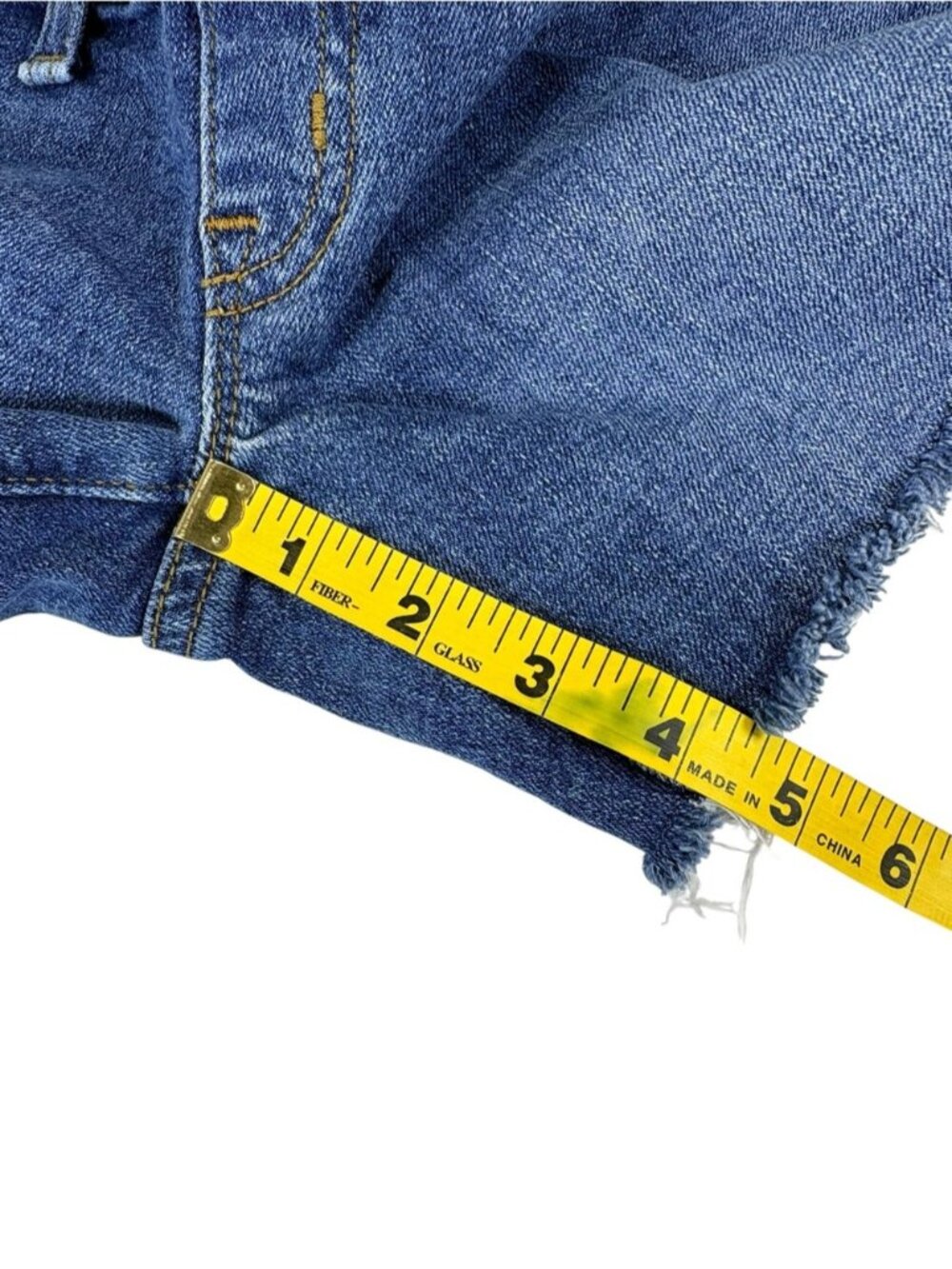 Blue Denim Maternity Jean Shorts with Black Waist Panels - Picture 4 of 7